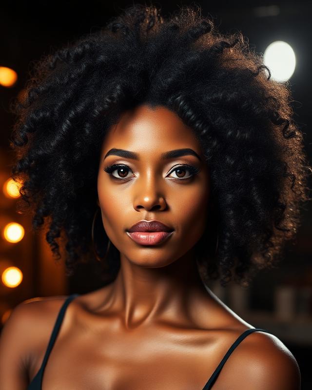 Voluminous natural curly hairstyle