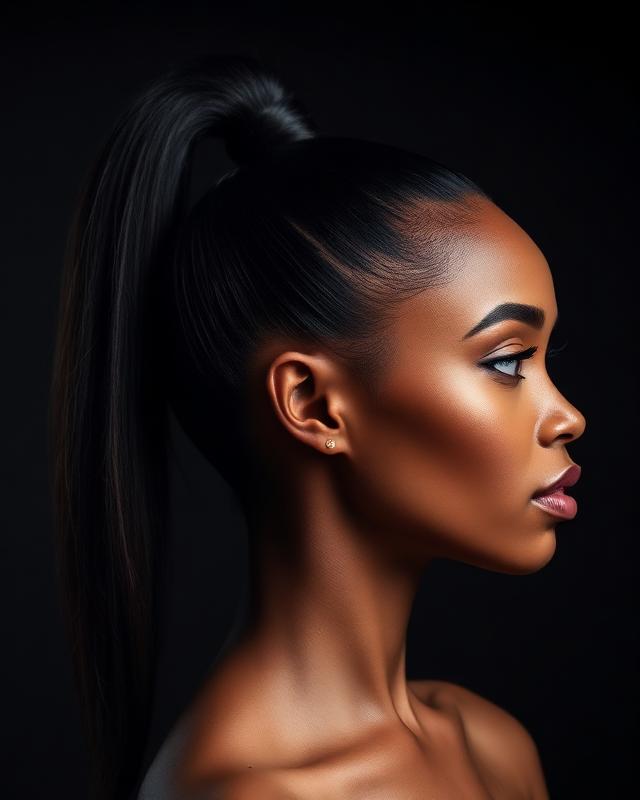 Sleek high ponytail hairstyle
