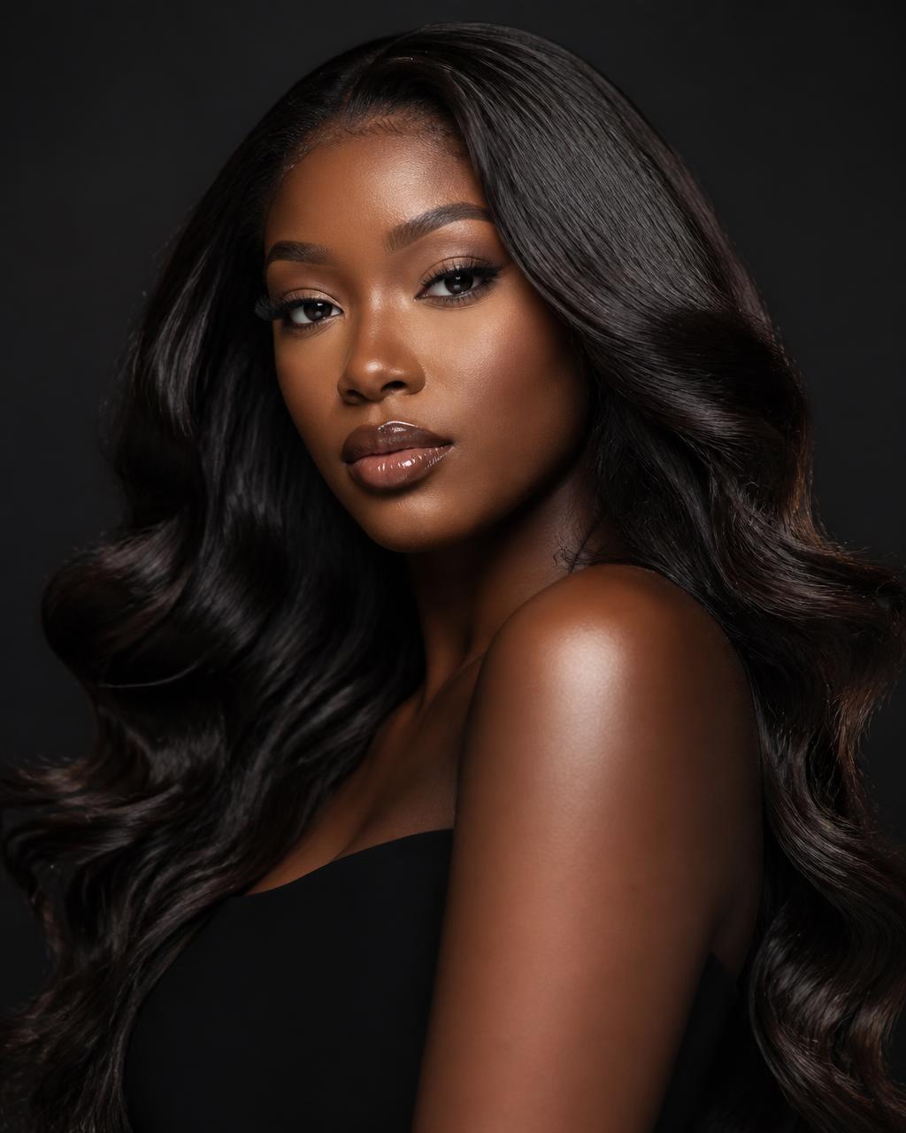 Woman with glossy styled hair at Mane Atelier Hair Salon in Sandton